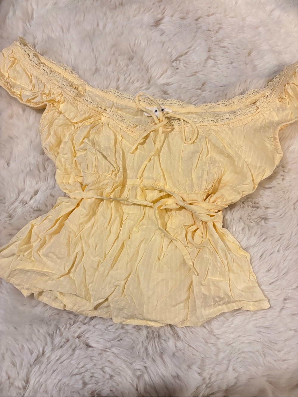 Women's Yellow Lace-Trim babydoll top